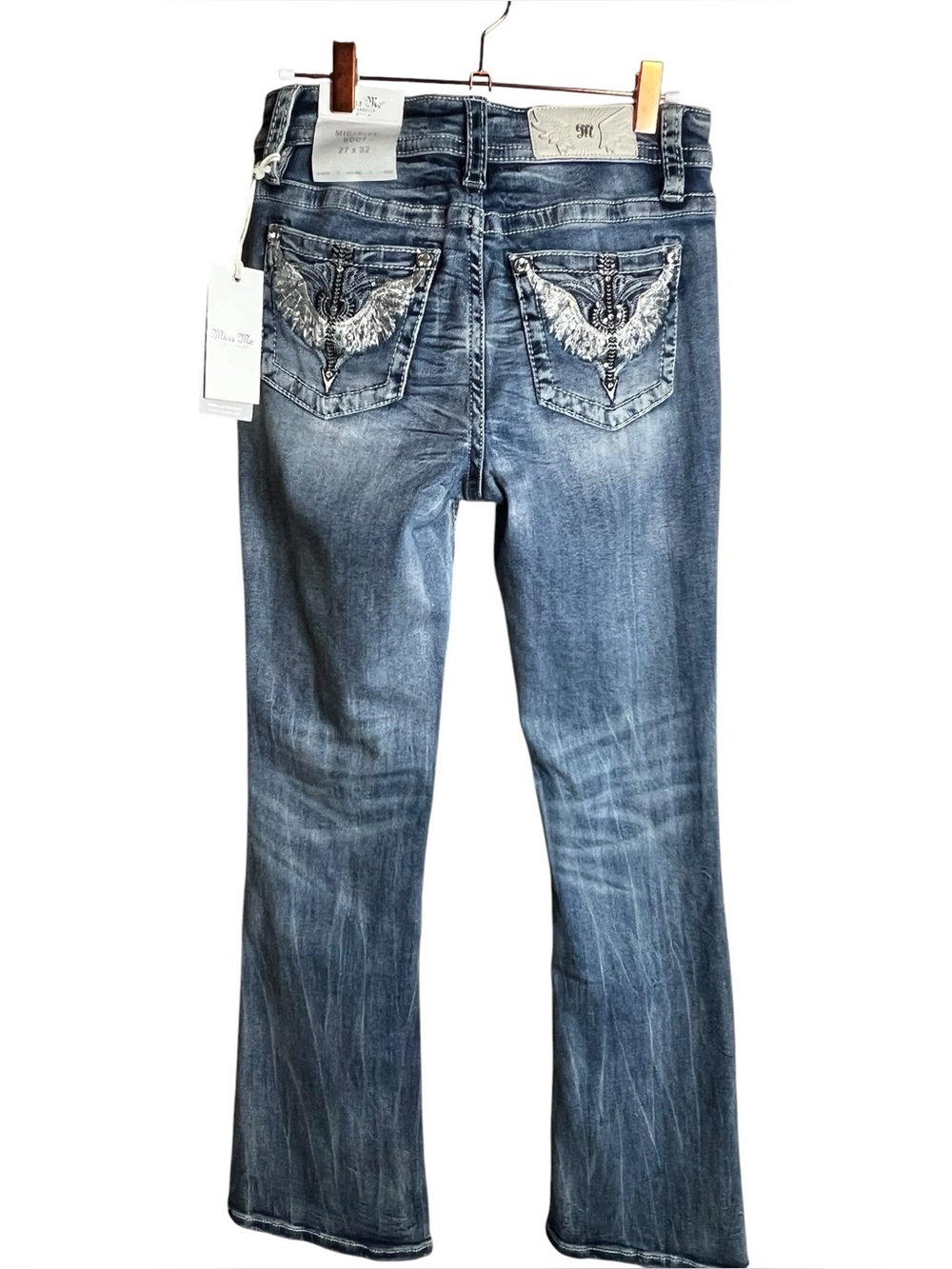 Miss Me Bootcut Jeans in Faded Blue Wash Size 27